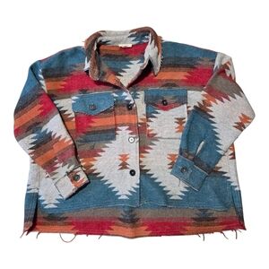 Boho, Southwestern, Aztec Shacket, Women's Size S, Oversized